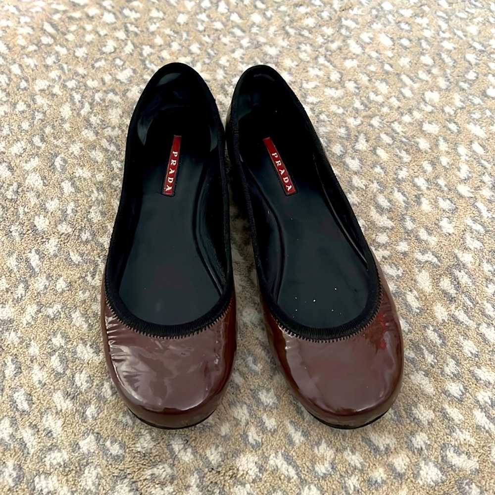 prada patent  leather ballet flats